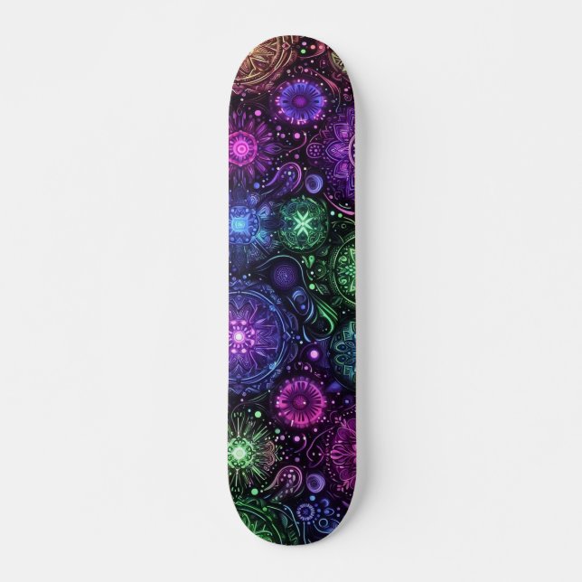 Blacklight Graffiti Pattern Skateboard (Front)
