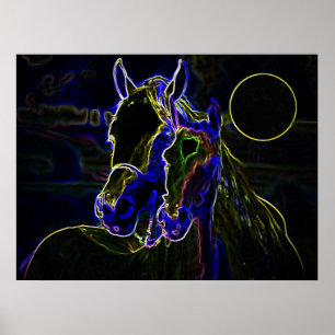 Blacklight Horses Poster Print - Horse Posters