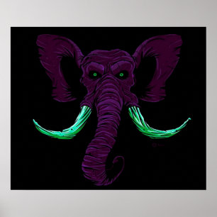 Blacklight Mammoth Poster