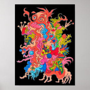 Blacklight Psychedelic Monster Poster