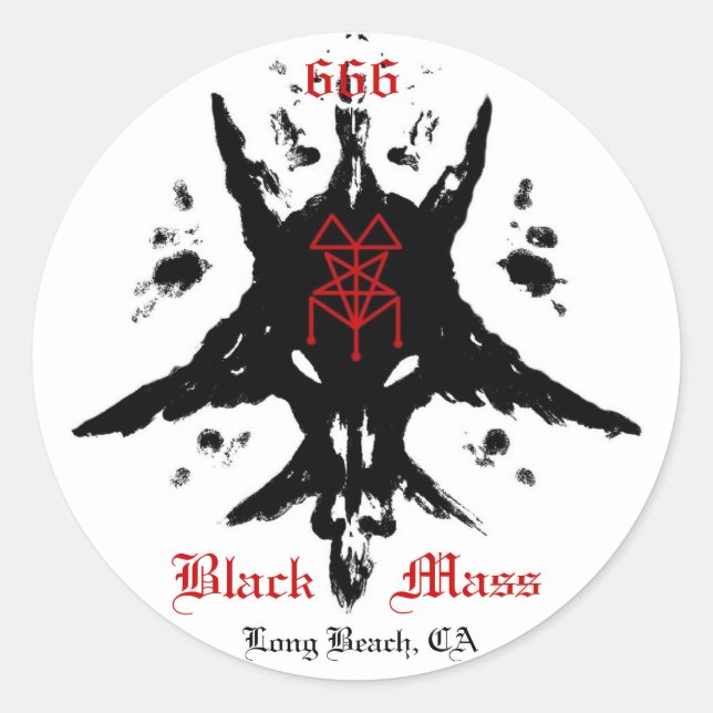 blackmassinkblot, 666, Mass, Black, Long Beach, CA Classic Round Sticker (Front)