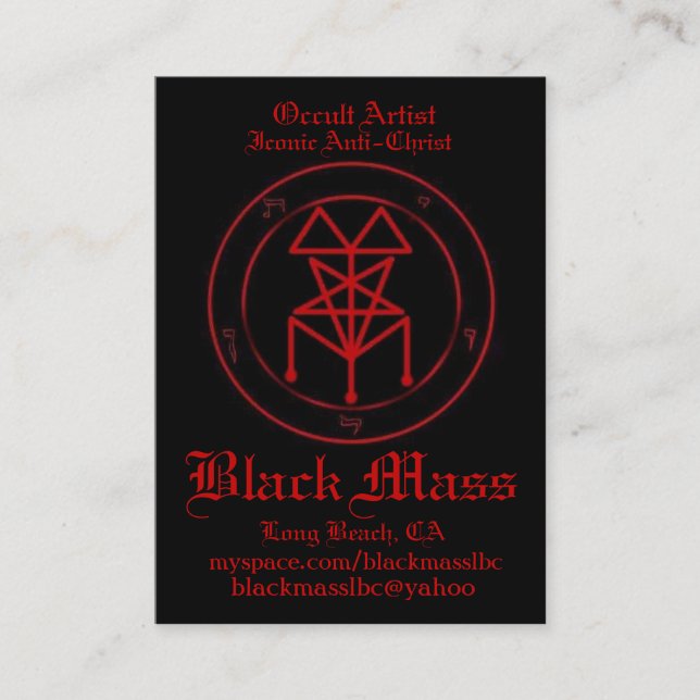 blackmasspent1, Occult Artist, Iconic Anti-Chri... Business Card (Front)