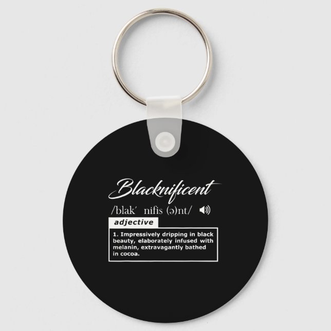 Blacknificent Definition Afro African American Bla Key Ring (Front)
