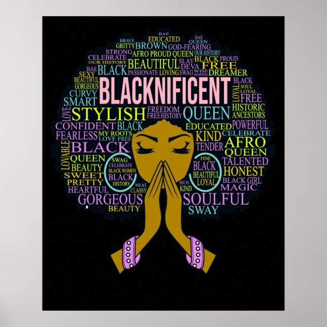 Blacknificient Black Praying Queen Melanin Sista Poster (Front)