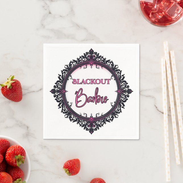 Blackout Barbie Bachelorette Napkins | Gothic Glam (Insitu)