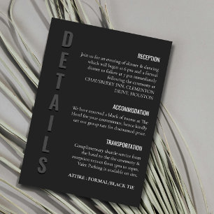 Blackout Minimalist Wedding Enclosure Card