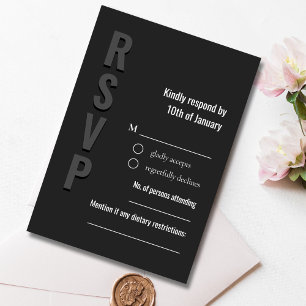 Blackout Minimalist Wedding Response Card