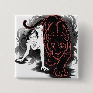 Blackpanther with women 15 cm square badge