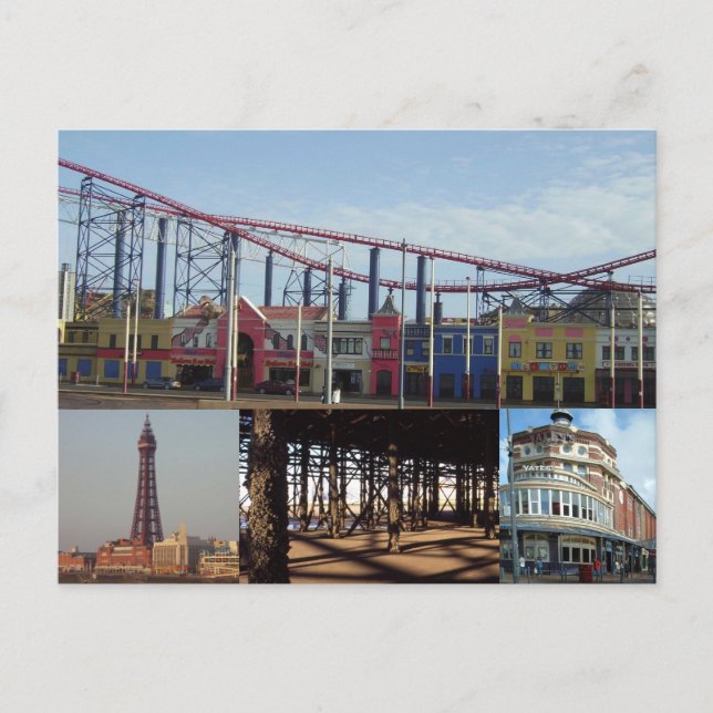 Blackpool 4 Images Postcard (Front)