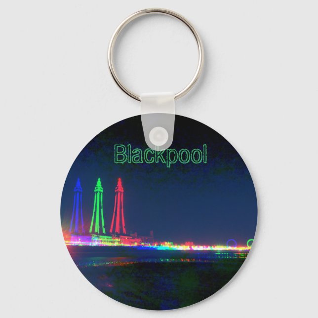 Blackpool Beach Lights at Night,  Key Ring (Front)