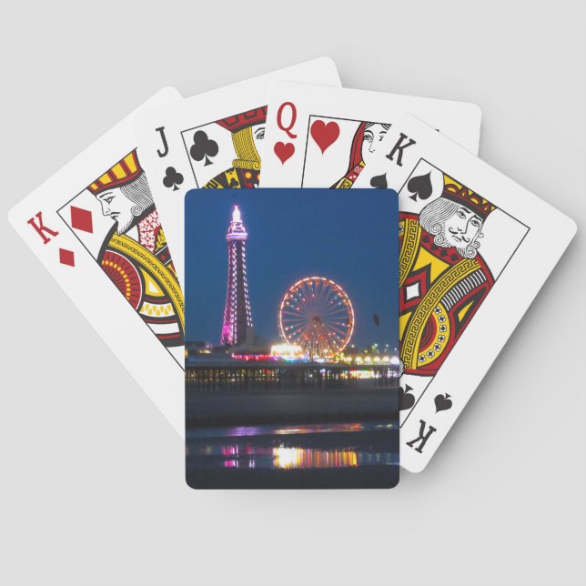 Blackpool Beach Lights at Night Playing Cards (Back)