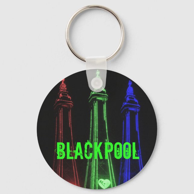 Blackpool Beautiful Tower Lights, Red, Green, Key Ring (Front)