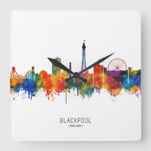 Blackpool England Skyline Square Wall Clock