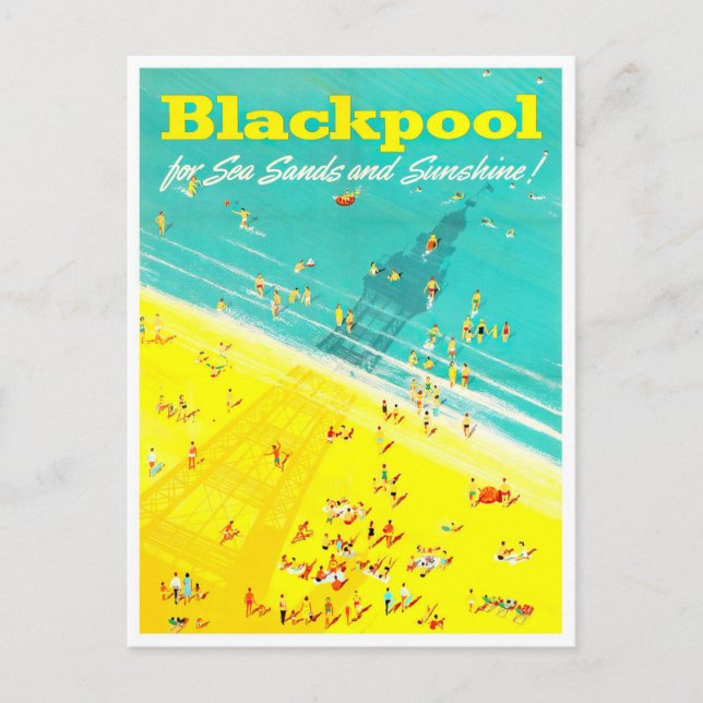 Blackpool England vintage travel Postcard (Front)