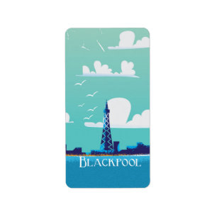 Blackpool, England vintage travel poster Label