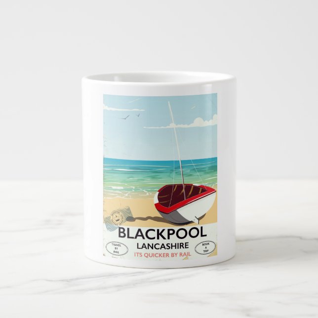 Blackpool,lancashire, rail poster large coffee mug (Front)