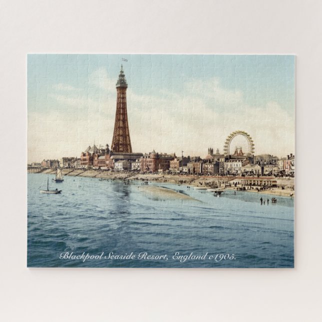 Blackpool Promenade & Tower, England c1905 Jigsaw Puzzle (Horizontal)