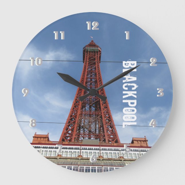 Blackpool Tower And Day Sky Large Clock (Front)