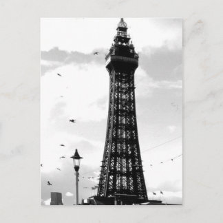 Blackpool Tower and lamp post B/W Postcard