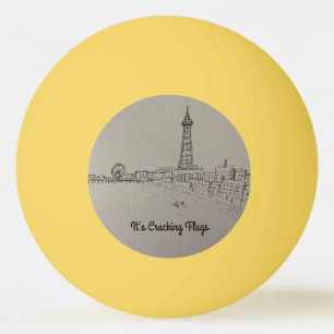 Blackpool Tower It’s Cracking Flags original art Ping Pong Ball