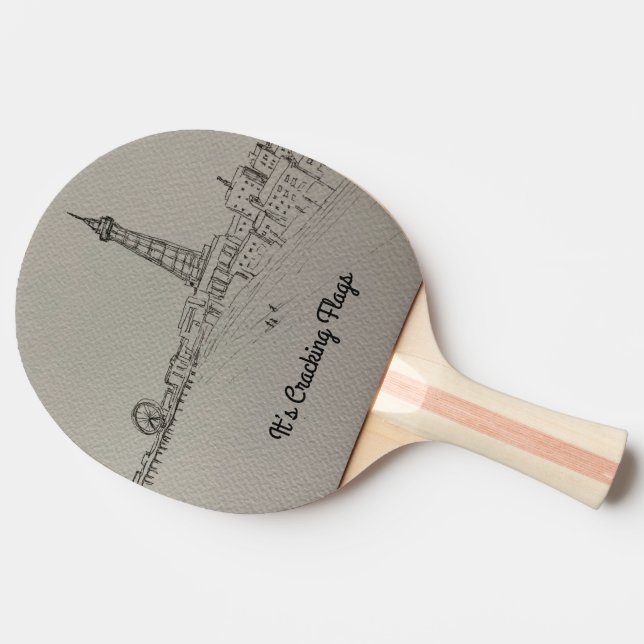 Blackpool Tower It’s Cracking Flags  original art Ping Pong Paddle (Side)