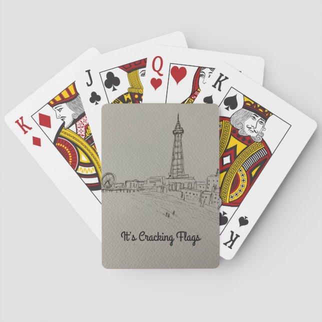 Blackpool Tower It’s Cracking Flags  original art Playing Cards (Back)