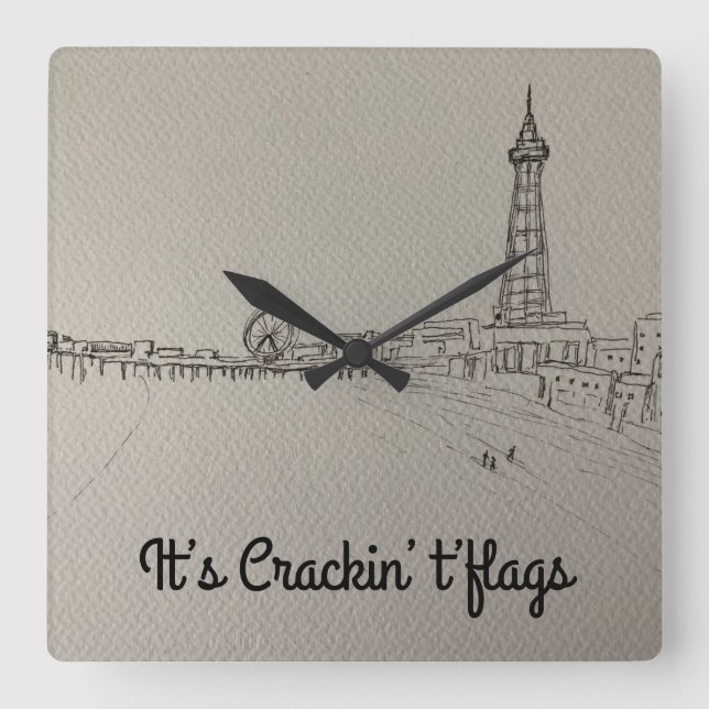 Blackpool Tower It’s Cracking Flags  original art  Square Wall Clock (Front)
