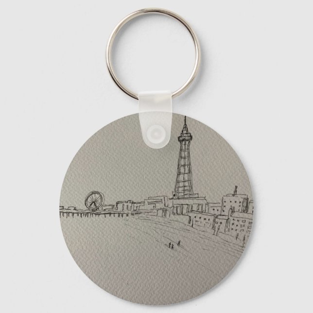 Blackpool Tower Original Art  Key Ring (Front)
