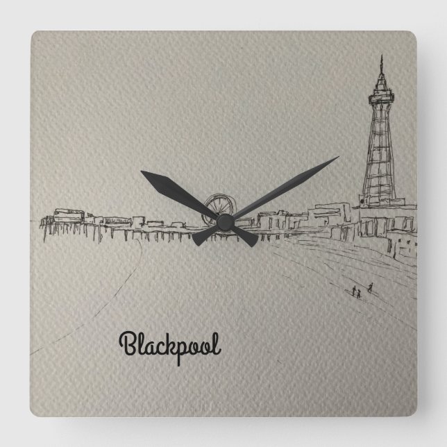 Blackpool Tower Original Art Watch Square Wall Clock (Front)