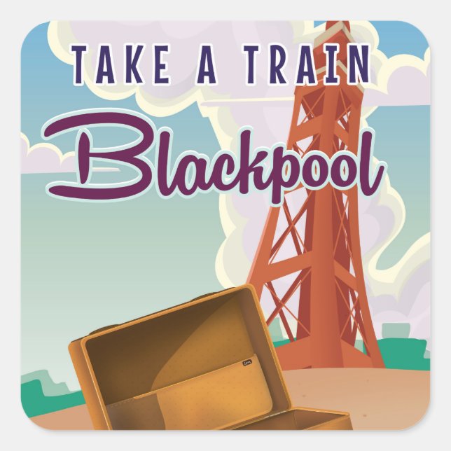 Blackpool vintage travel poster square sticker (Front)