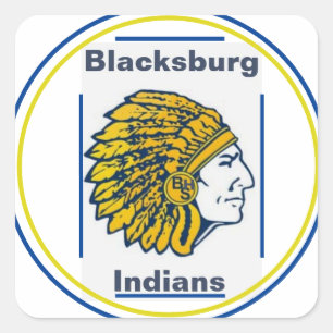  Blacksburg high School Indian Mascot Square Sticker