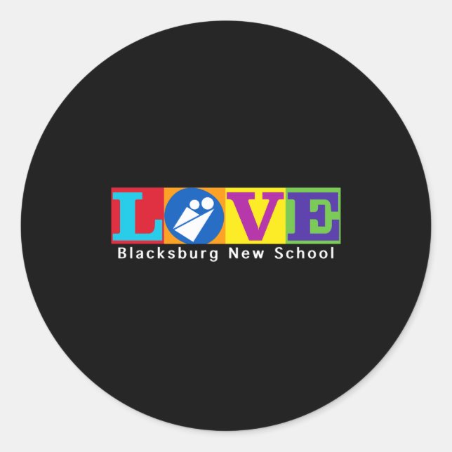 Blacksburg New School Merch Adult Slim Cut  Classic Round Sticker (Front)