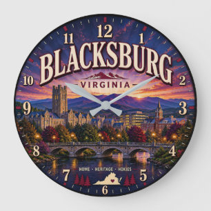Blacksburg Virginia Mountain College Town  Large Clock