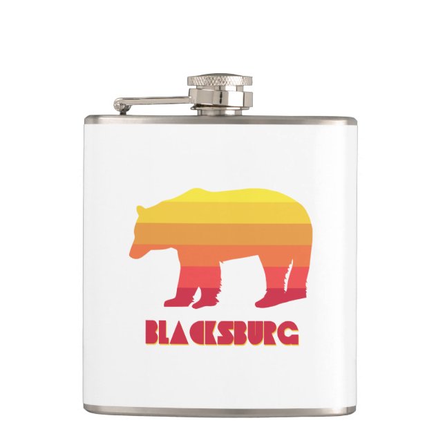 Blacksburg Virginia Rainbow Bear Hip Flask (Front)