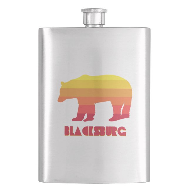 Blacksburg Virginia Rainbow Bear Hip Flask (Front)