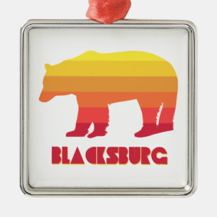 Blacksburg Virginia Rainbow Bear Metal Ornament