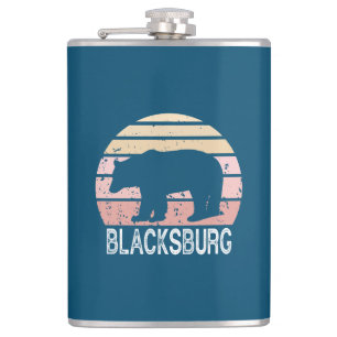 Blacksburg Virginia Retro Bear Hip Flask