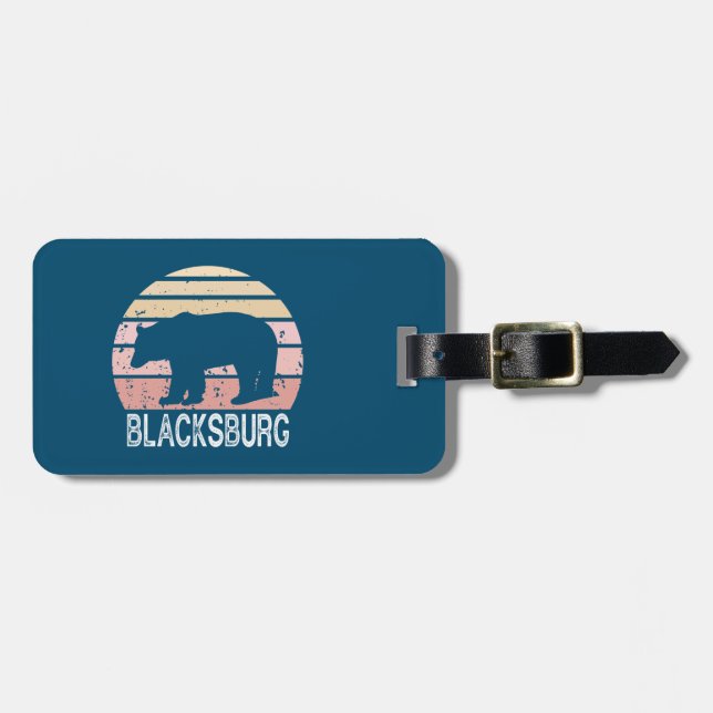Blacksburg Virginia Retro Bear Luggage Tag (Front Horizontal)