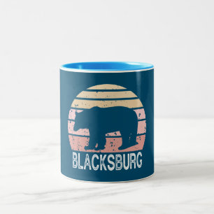 Blacksburg Virginia Retro Bear Two-Tone Coffee Mug