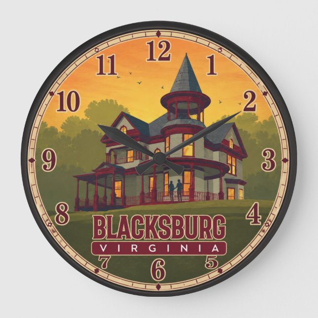 Blacksburg Virginia Victorian Mansion  Large Clock (Front)