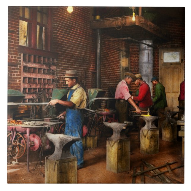 Blacksmith - Blacksmithing school 1899 Ceramic Tile (Front)