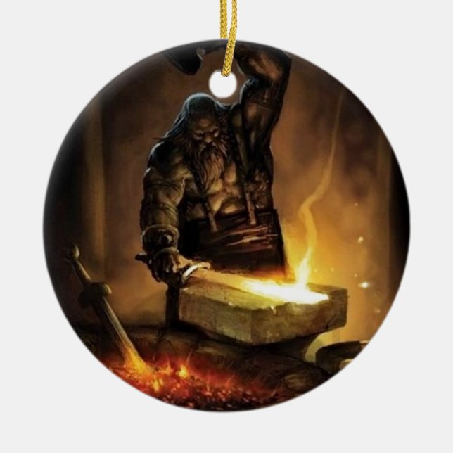 Blacksmith Ceramic Tree Decoration (Front)