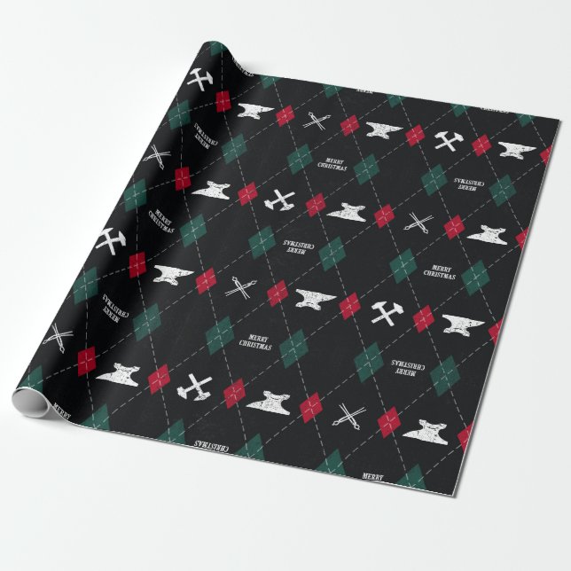 Blacksmith Christmas Wrapping Paper (Unrolled)