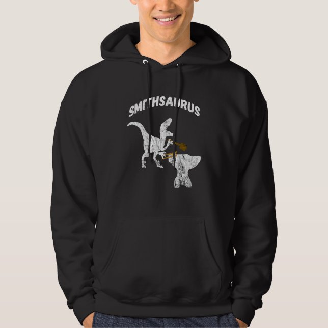 Blacksmith Dinosaurs  Tongs Blacksmithing T Rex Di Hoodie (Front)