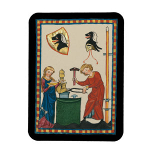 Blacksmith Forging Helmet Medieval Art Magnet