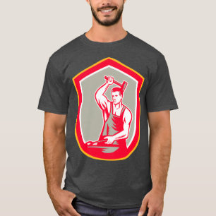 Blacksmith Hammering Pliers Shield Retro T T-Shirt
