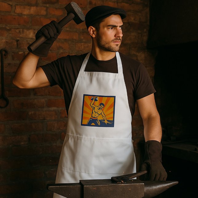 Blacksmith Hammering Retro Strongman Labour Standard Apron (Creator Uploaded)