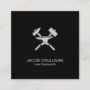 Blacksmith Iron Works Metal  Square Business Card