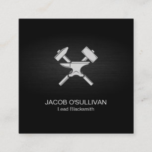 Blacksmith Iron Works Metal  Square Business Card