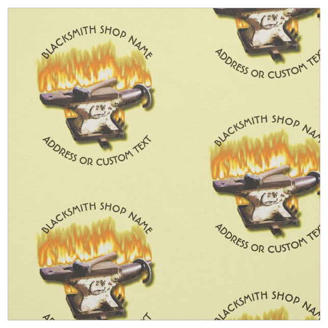 Blacksmith Shop With Anvil And Hammer In Fire Fabric (Swatch)